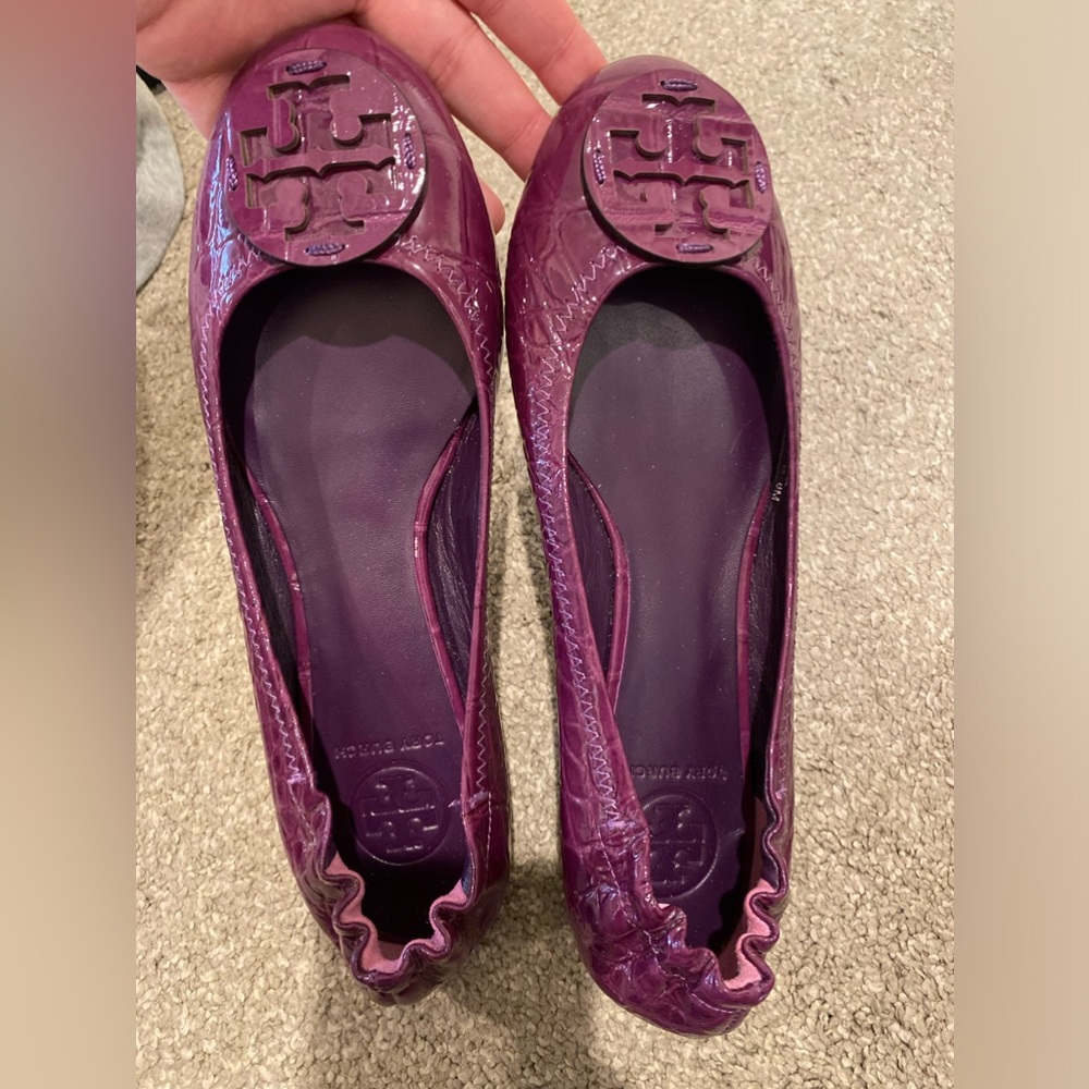 Tory Burch purple leather ballet flats